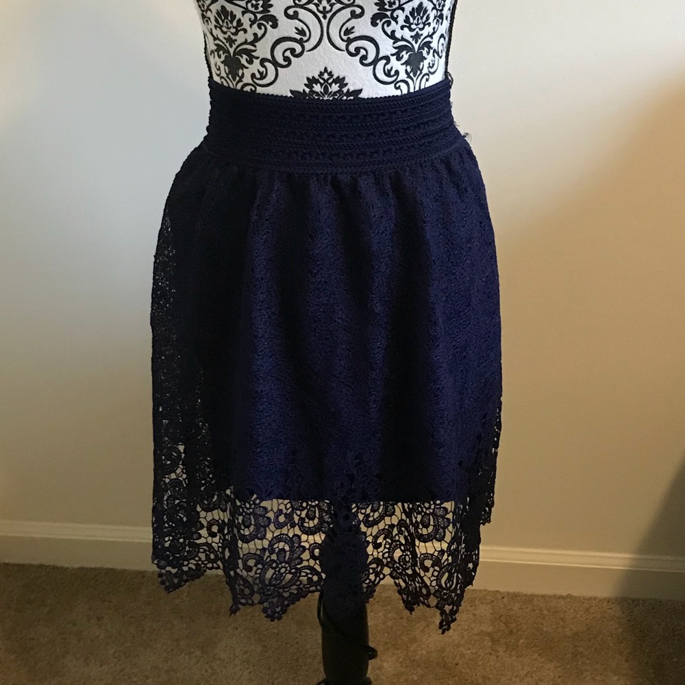Navy Lace Skirt